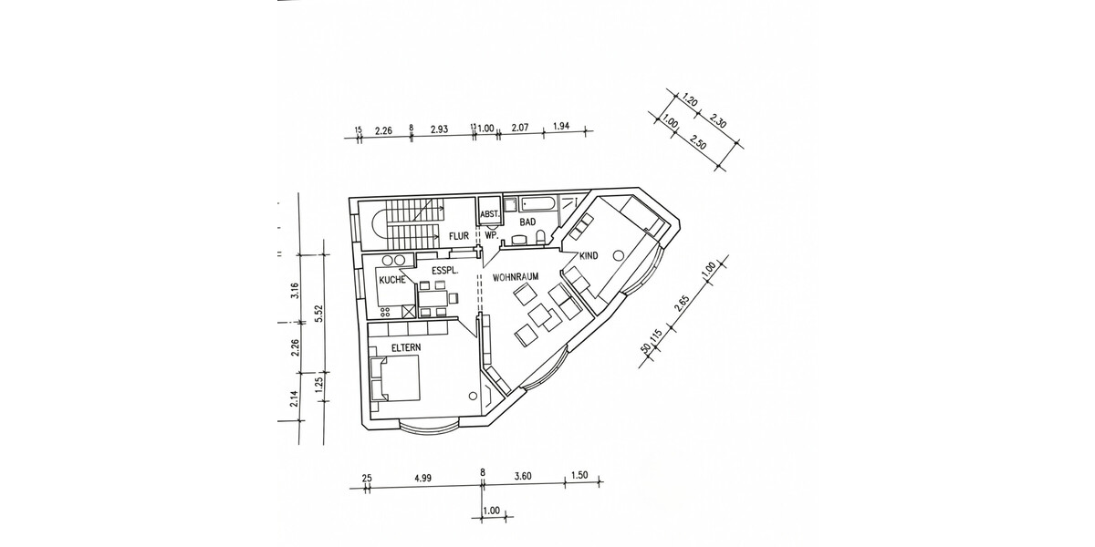 Grundriss Wohnung im Obergeschoss 2
