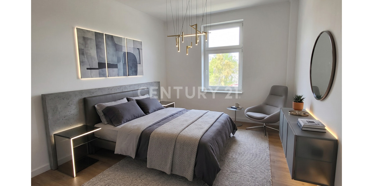 Schlafzimmer möbeliert (KI)